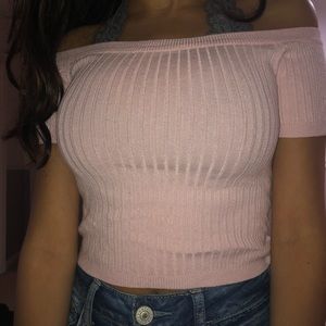 Pink off the Shoulder Crop Top